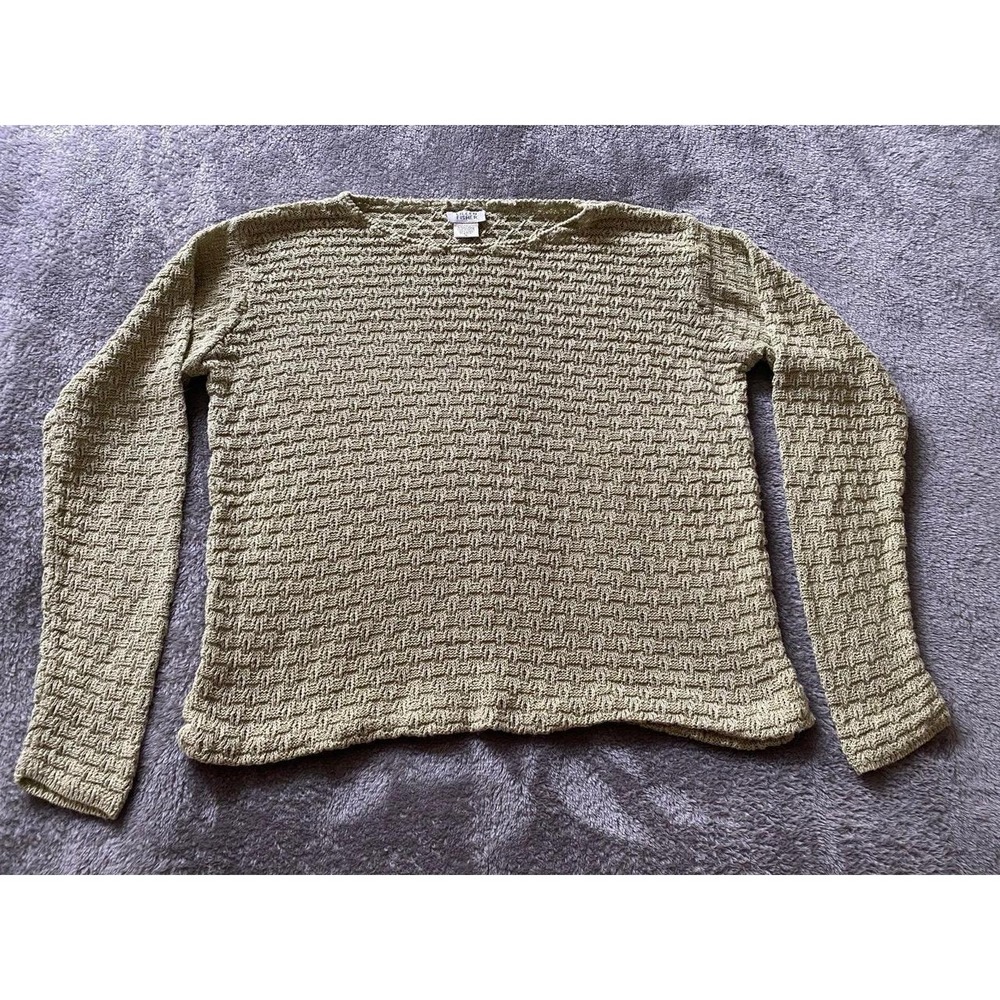 Eileen Fisher Linen Sweater Small Light Green Oversized Loop Linked Classic s38